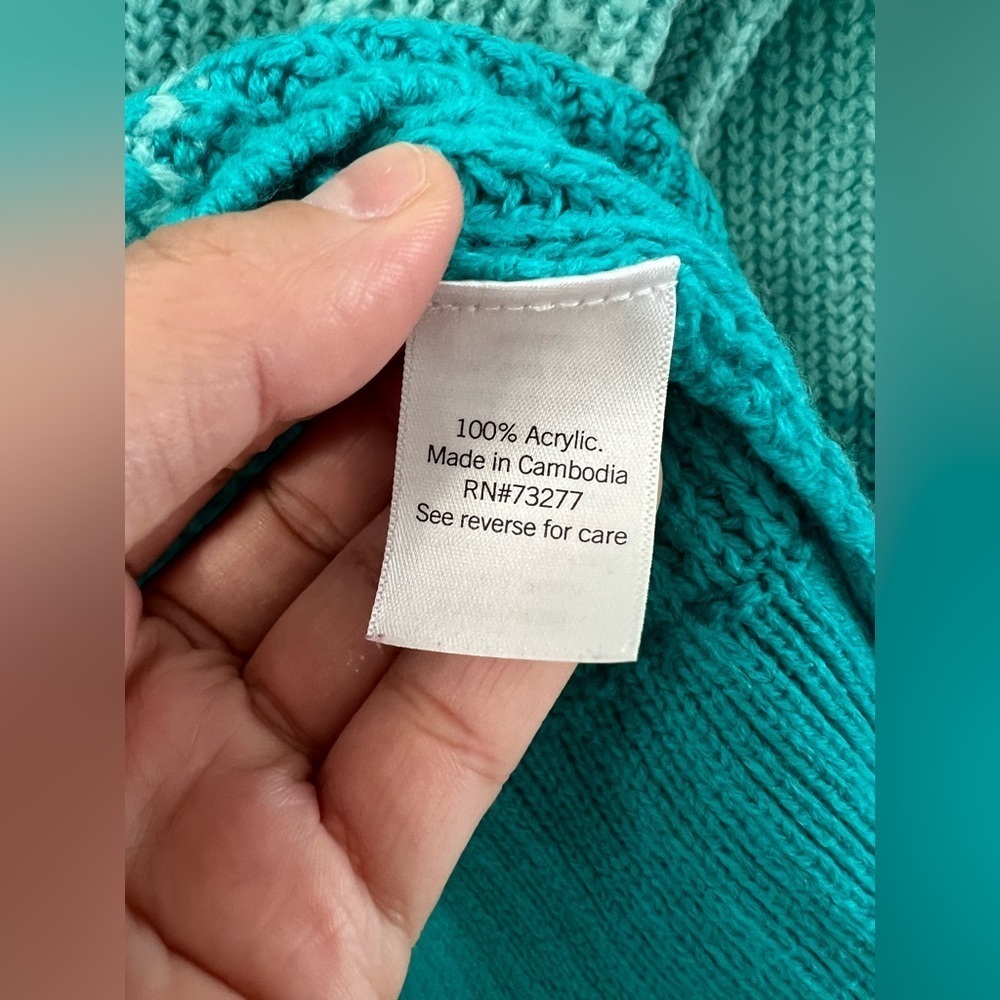 SO®Knit Crewneck Striped Teal and Mint Sweater (Size L 10/12)- NWOT - Picture 6 of 6